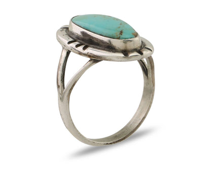 Navajo Handmade Ring 925 Silver Blue Turquoise Artist Signed Kachina C.80's