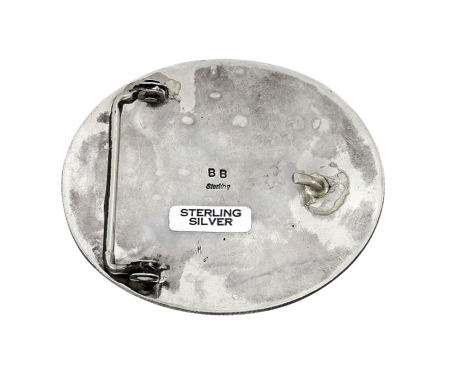 VTG Navajo Signed Bernice Bonney Rain Dancer .925 Silver Belt Buckle