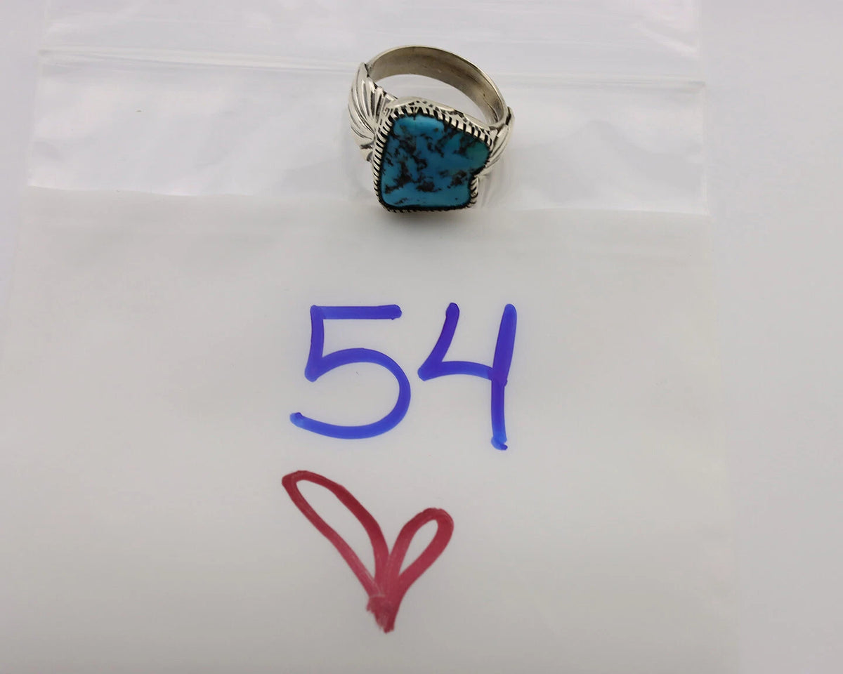 Navajo Ring .925 Silver Sleeping Beauty Turquoise Artist Signed DK C.80's