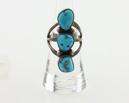 Navajo Ring 925 Silver Natural Blue Turquoise Native American Artist C.80's