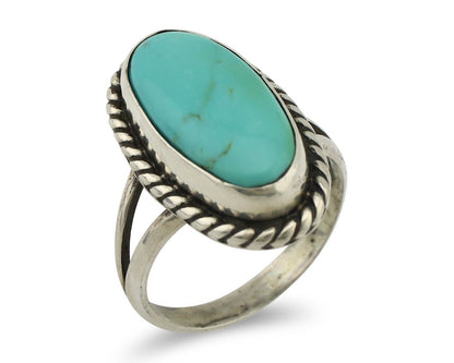 Navajo Ring 925 Silver Kingman Turquoise Artist Signed M Montoya C.80's