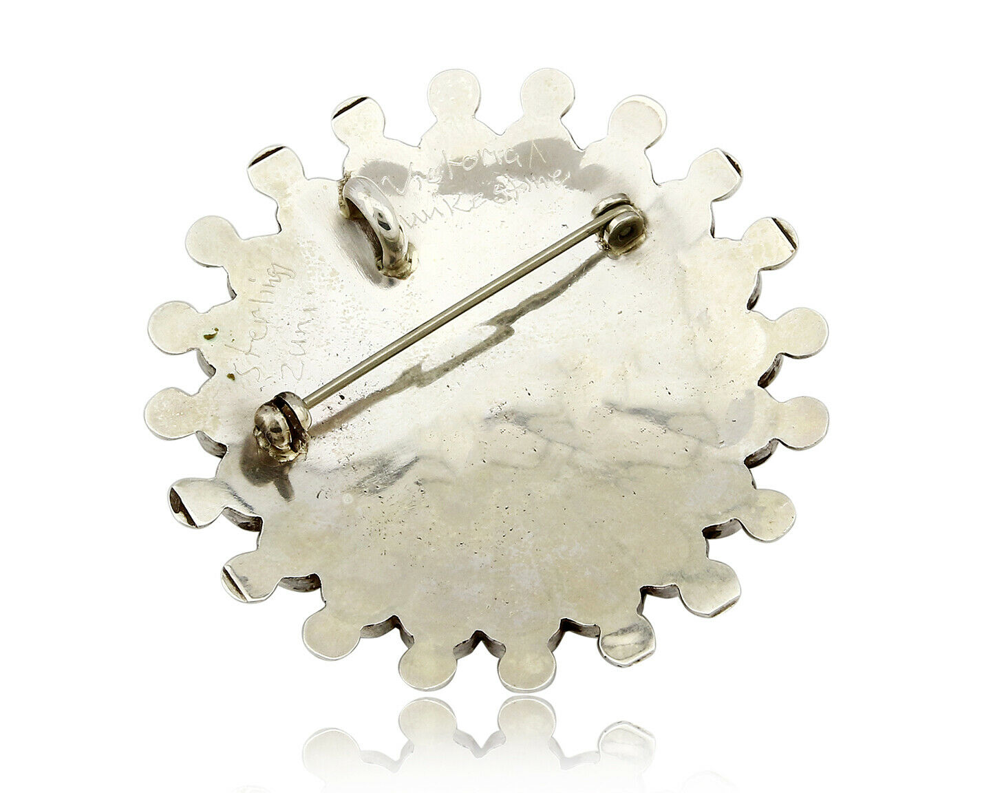 Zuni Signed Artist Victoria Unkestine Inlaid .925 SOLID Silver Tewa Pendant Pin