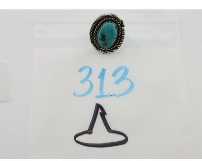 Navajo Ring 925 Silver Gem Blue Turquoise Native American Artist C.80's