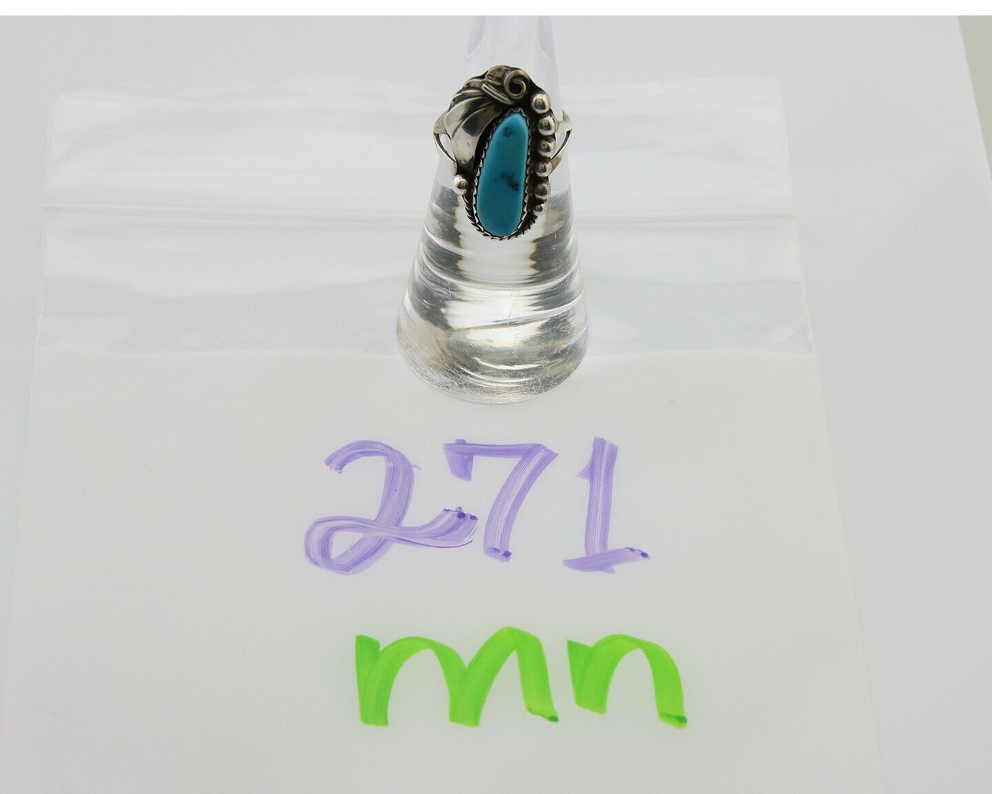 Navajo Ring .925 Silver Natural Slab Turquoise Signed Justin Morris C.80's