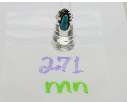 Navajo Ring .925 Silver Natural Slab Turquoise Signed Justin Morris C.80's