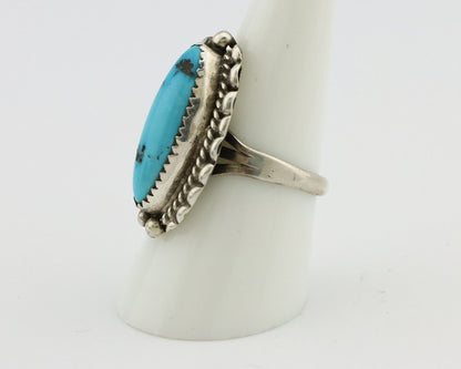 Navajo Ring 925 Silver Sleeping Beauty Turquoise Signed SC C.80's