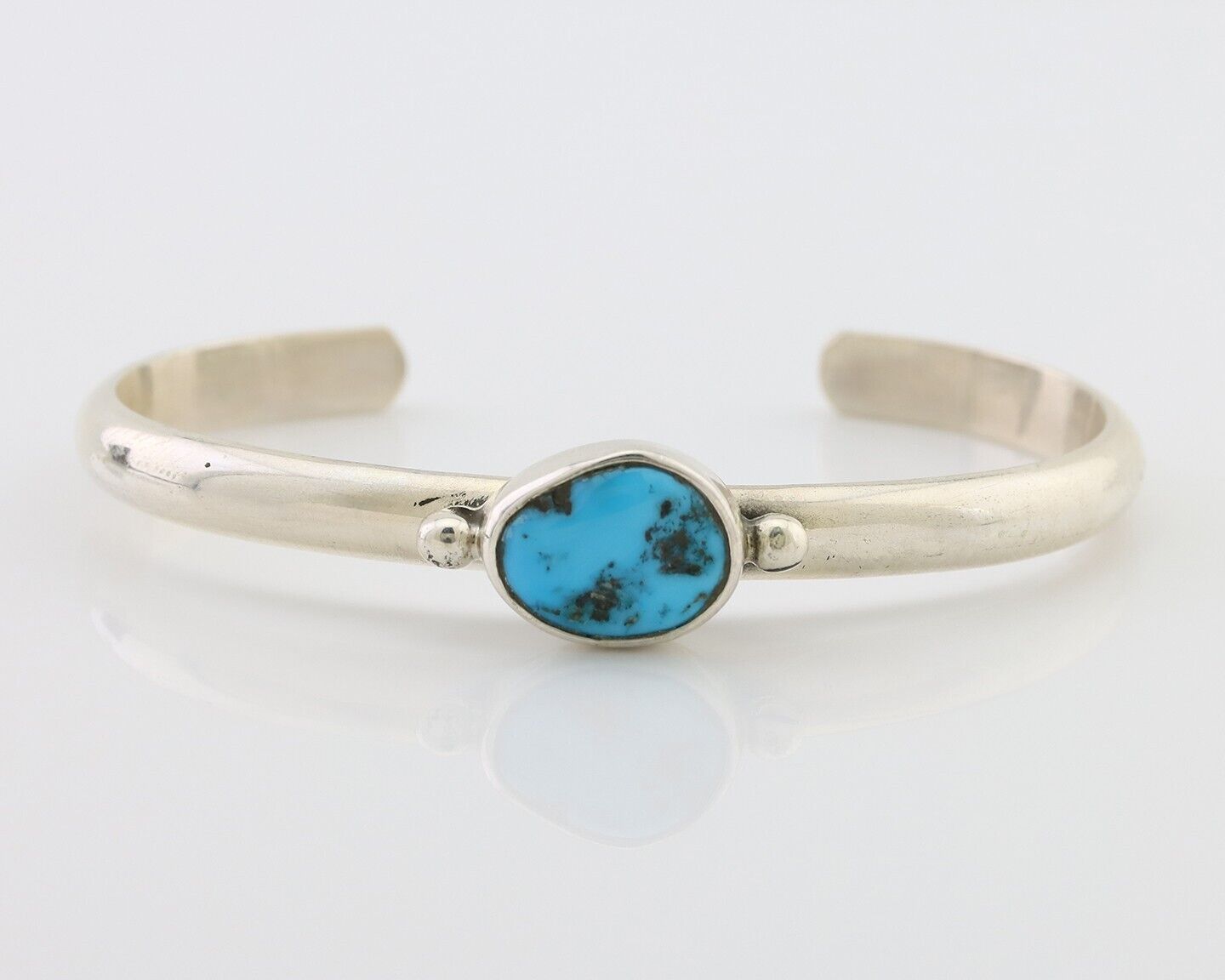 Navajo Cuff Bracelet 925 Silver Natural Blue Turquoise Native American C.80's