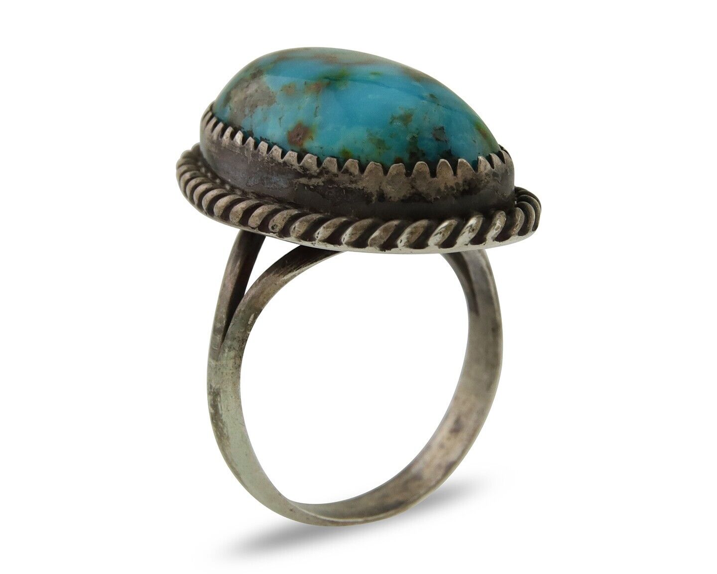 Navajo Ring 925 Silver Blue Turquoise Native American Artist C.80's