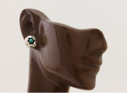 Navajo Handmade Earrings 925 Silver Natural Turquoise Native Artist C.80's