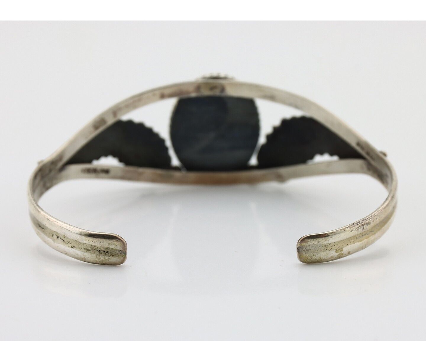 Navajo Bracelet 925 Silver Natural Blue Turquoise Native American Artist C.80's