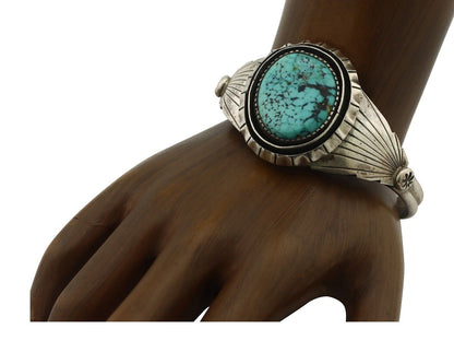 Navajo Bracelet 925 Silver Mine 8 Turquoise Native American Artist C.80's