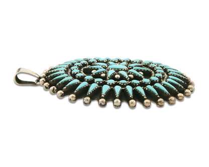 Navajo 925 Silver Pendant Petite Point Turquoise Handmade Signed B Yazzie C.80's