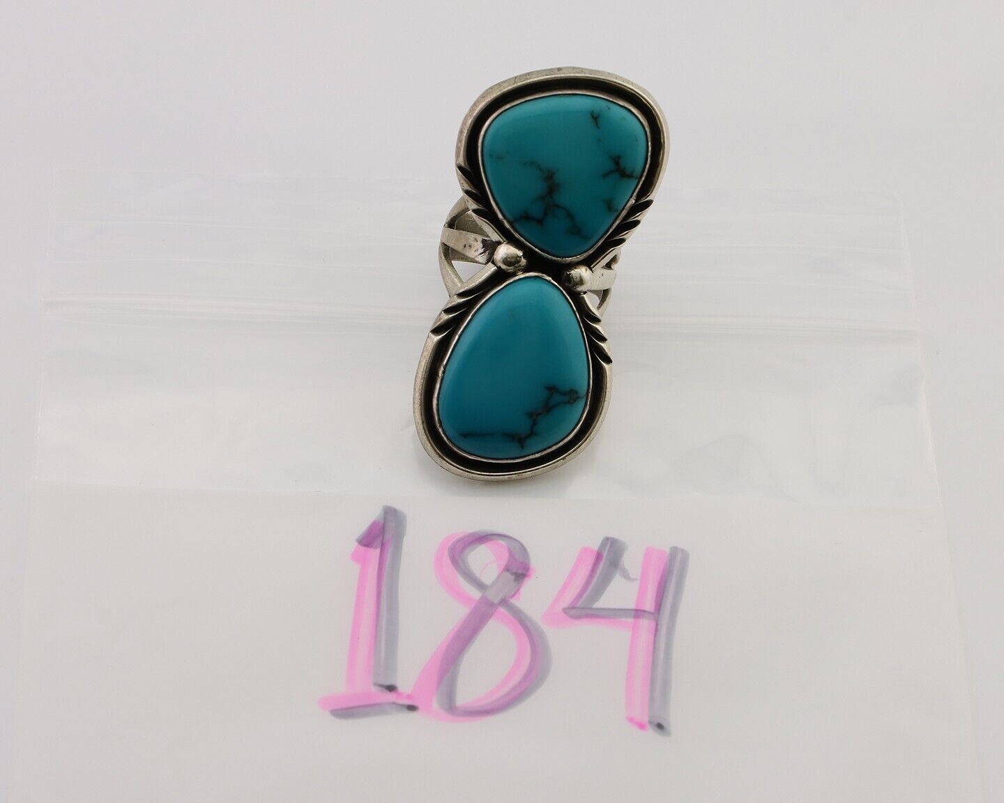Navajo Handmade Ring 925 Silver Natural Tuquoise Artist Signed RD C.80's