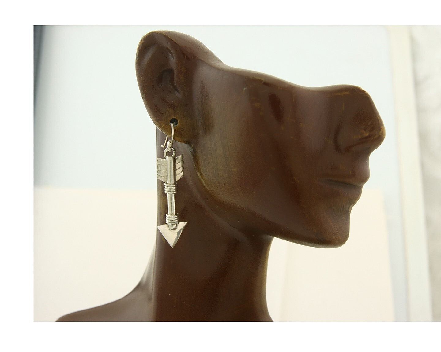 Navajo Handmade Arrow Earrings 925 Silver Artist Signed M C.80's