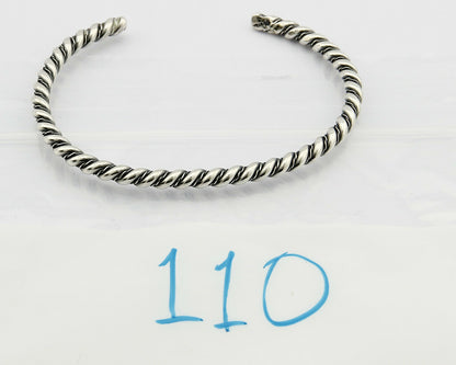 Navajo 3.8 mm Wide 925 Solid Sterling Silver Handmade Hand Stamped Cuff Bracelet