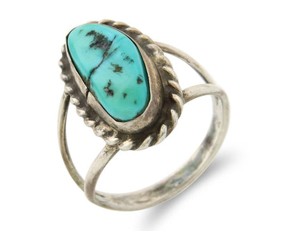 Navajo Ring 925 Sterling Natural Mined Arizona Turquoise C.80's Size 7.5