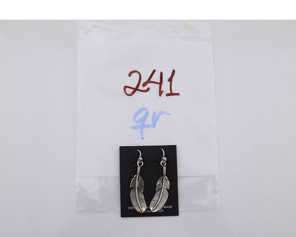 Navajo Eagle Feather Dangle Earrings 925 Silver Native American Artist C.80's