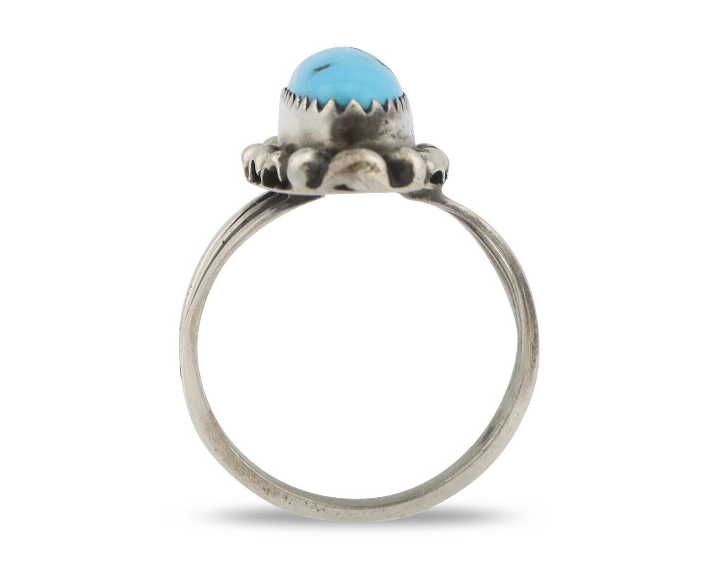 Navajo Ring .925 Silver Sleeping Beauty Turquoise Signed SkyStone Creations C80s