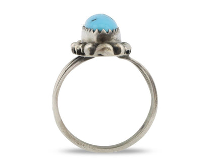 Navajo Ring .925 Silver Sleeping Beauty Turquoise Signed SkyStone Creations C80s