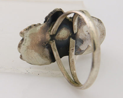 Navajo Ring 925 Silver Turquoise & Coral Native American Artist C.80's