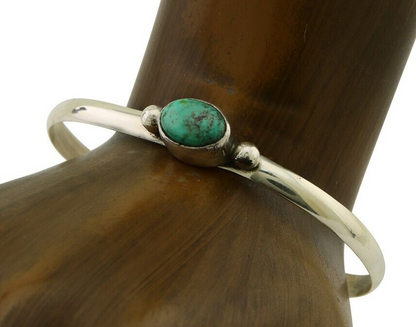 Navajo Cuff Bracelet Spiderweb Turquoise 925 Silver Native American Artist C.80s