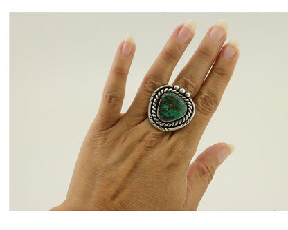 Navajo Ring 925 Silver Gem Grade Turquoise Native American Artist C.80's