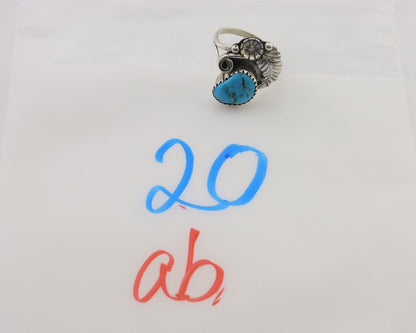 Navajo Ring 925 Silver Morenci Turquoise Native American Artist C.80's