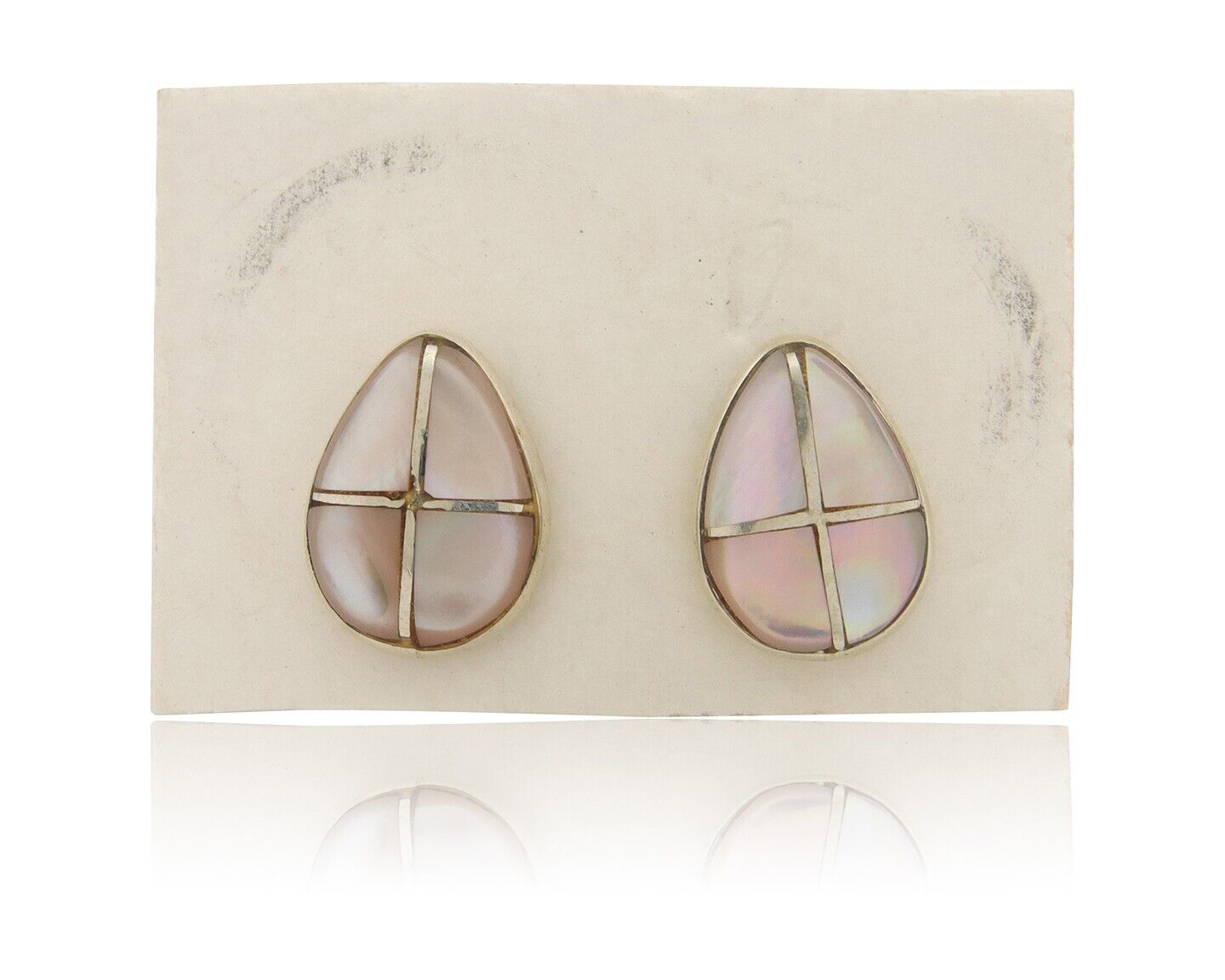 Navajo Earrings 925 Silver Pink Mussel Native American Artist C.80's