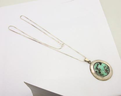 Navajo Necklace 925 Silver Natural Turquoise Artist Signed C Montoya C.80's
