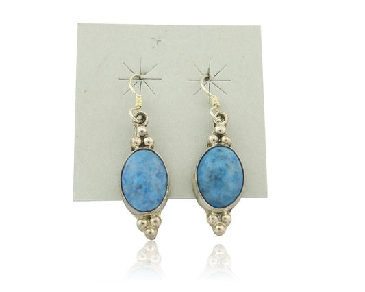 Navajo Earrings 925 Silver Natural Lapis Native American Artist C.80's