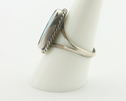 Navajo Ring .925 Silver Natural Blue Turquoise Signed Native Artist C.80's