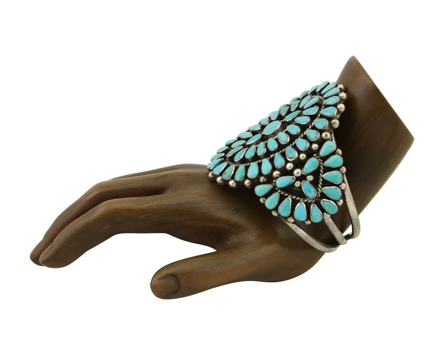 Navajo Bracelet 925 Silver Natural Blue Turquoise Signed Delbert Chatter C.80's