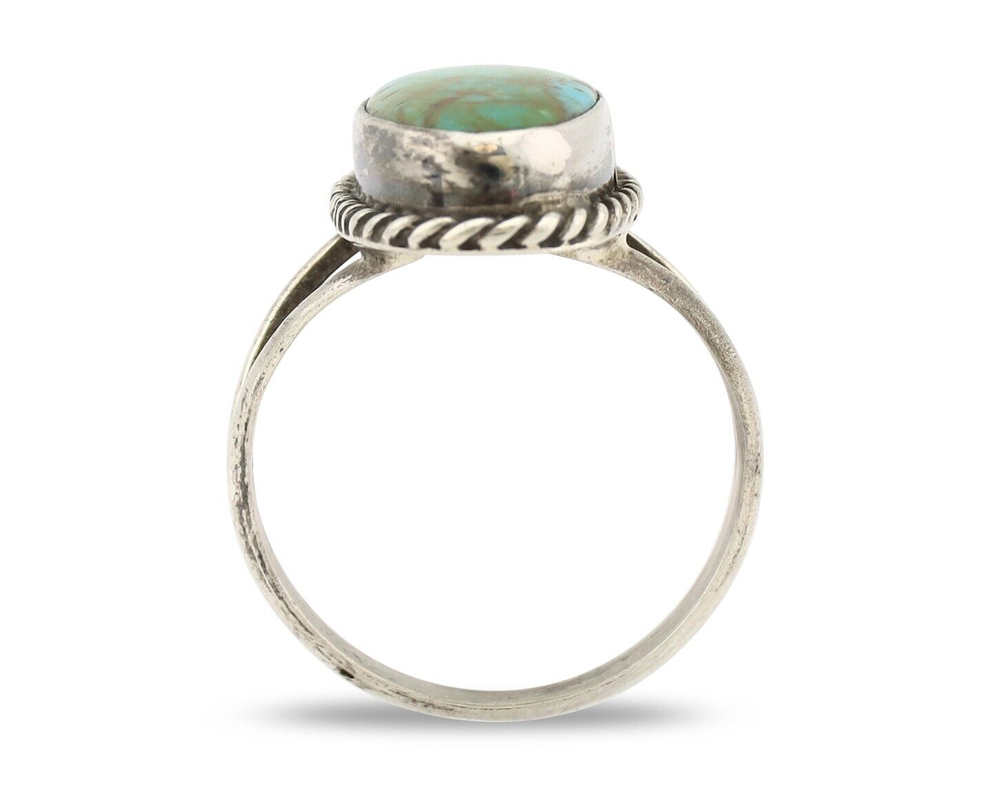 Navajo Ring 925 Silver Kingman Turquoise Artist Native American Signed C.80's