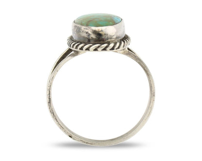 Navajo Ring 925 Silver Kingman Turquoise Artist Native American Signed C.80's