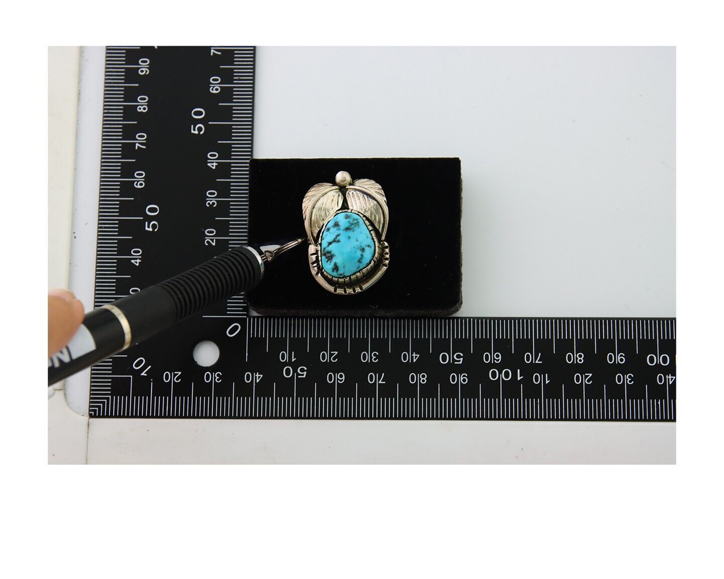 Navajo Ring .925 Sterling Blue Turquoise Artist Signed Martinez C.80's