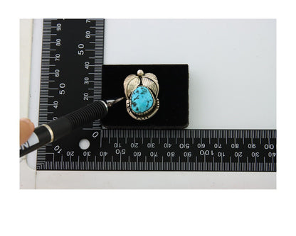 Navajo Ring .925 Sterling Blue Turquoise Artist Signed Martinez C.80's
