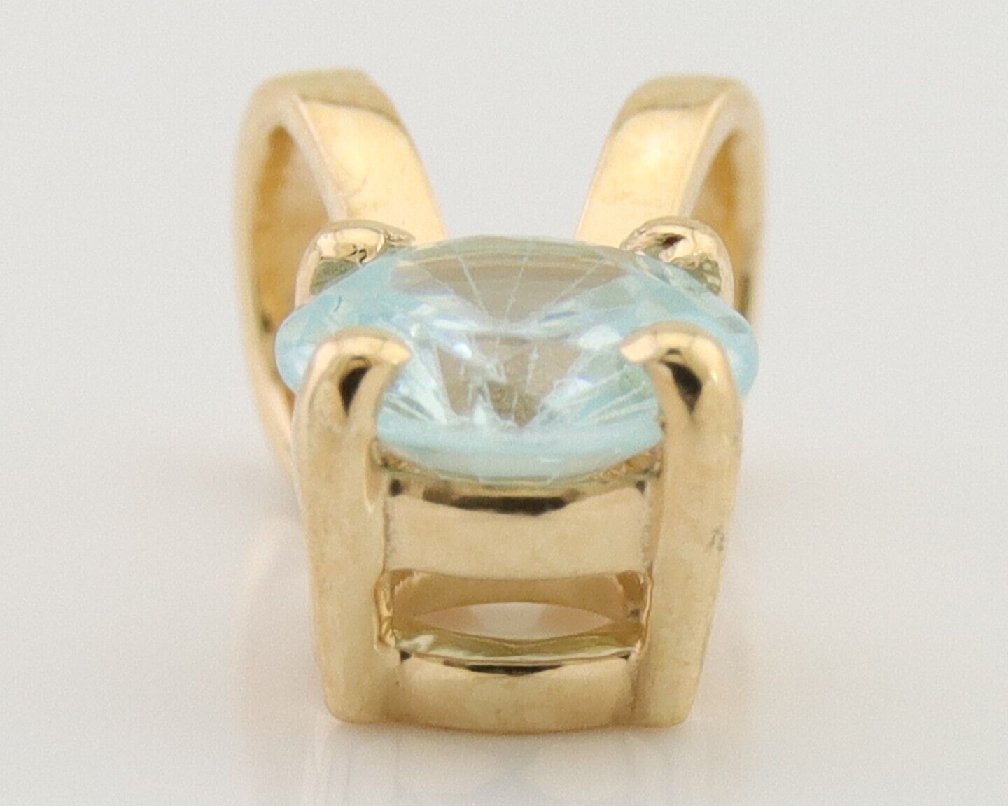 March Birthstone Pendant Set in 14k Solid Yellow Gold