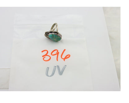 Navajo Ring 925 Sterling Blue Spiderweb Turquoise Native American Artist C.80's