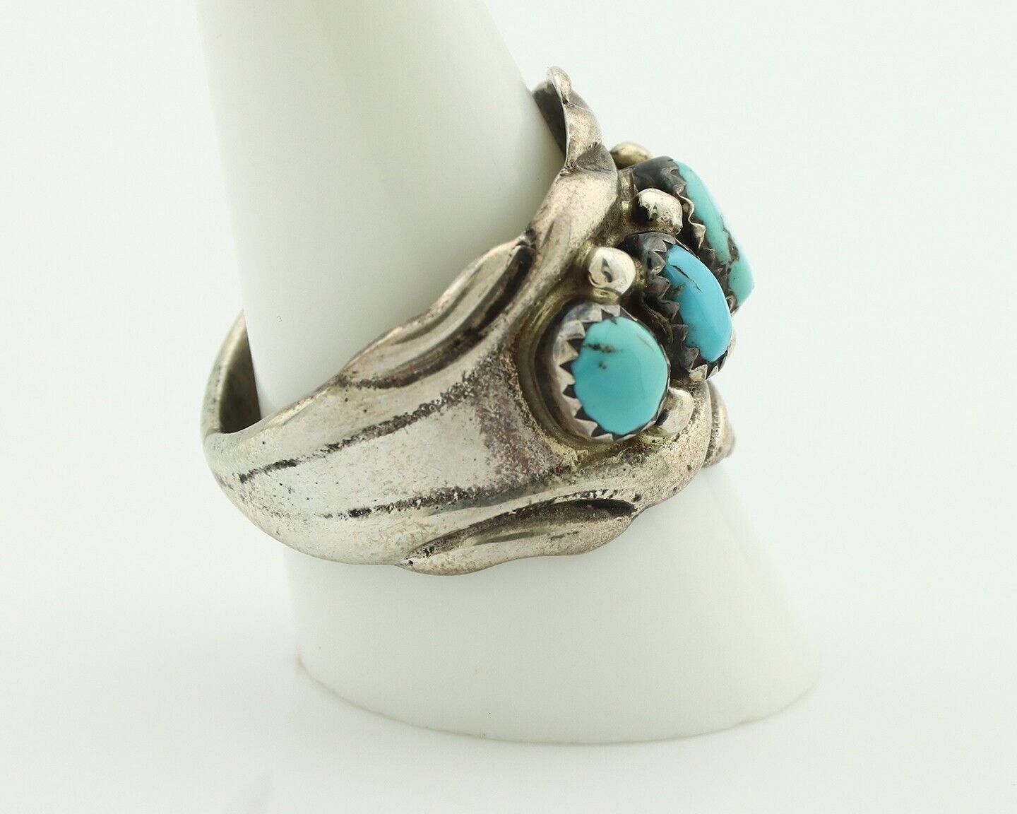Zuni Ring .925 Silver Natural Sleeping Beauty Turquoise Native Artist C.80's