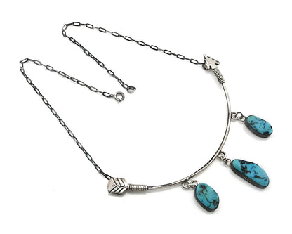Navajo Necklace Earring Set Sterling Silver Vintage Native Artist Signed G C80s