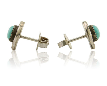 Navajo Snake Eye Earrings 925 Silver Blue Turquoise Native American Artist C.80s