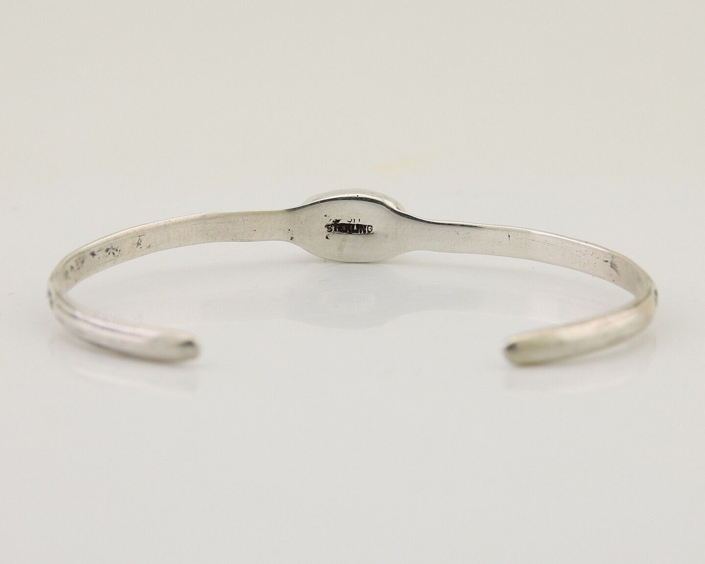 Navajo Hand Stamped Cuff Bracelet Turquoise 925 Silver Native American Artist