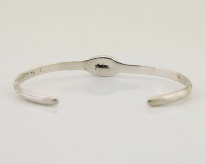 Navajo Hand Stamped Cuff Bracelet Turquoise 925 Silver Native American Artist