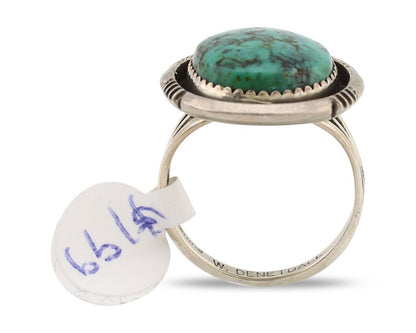 Navajo Ring 925 Silver Spiderweb Turquoise Artist Signed William Denetdale C.80s