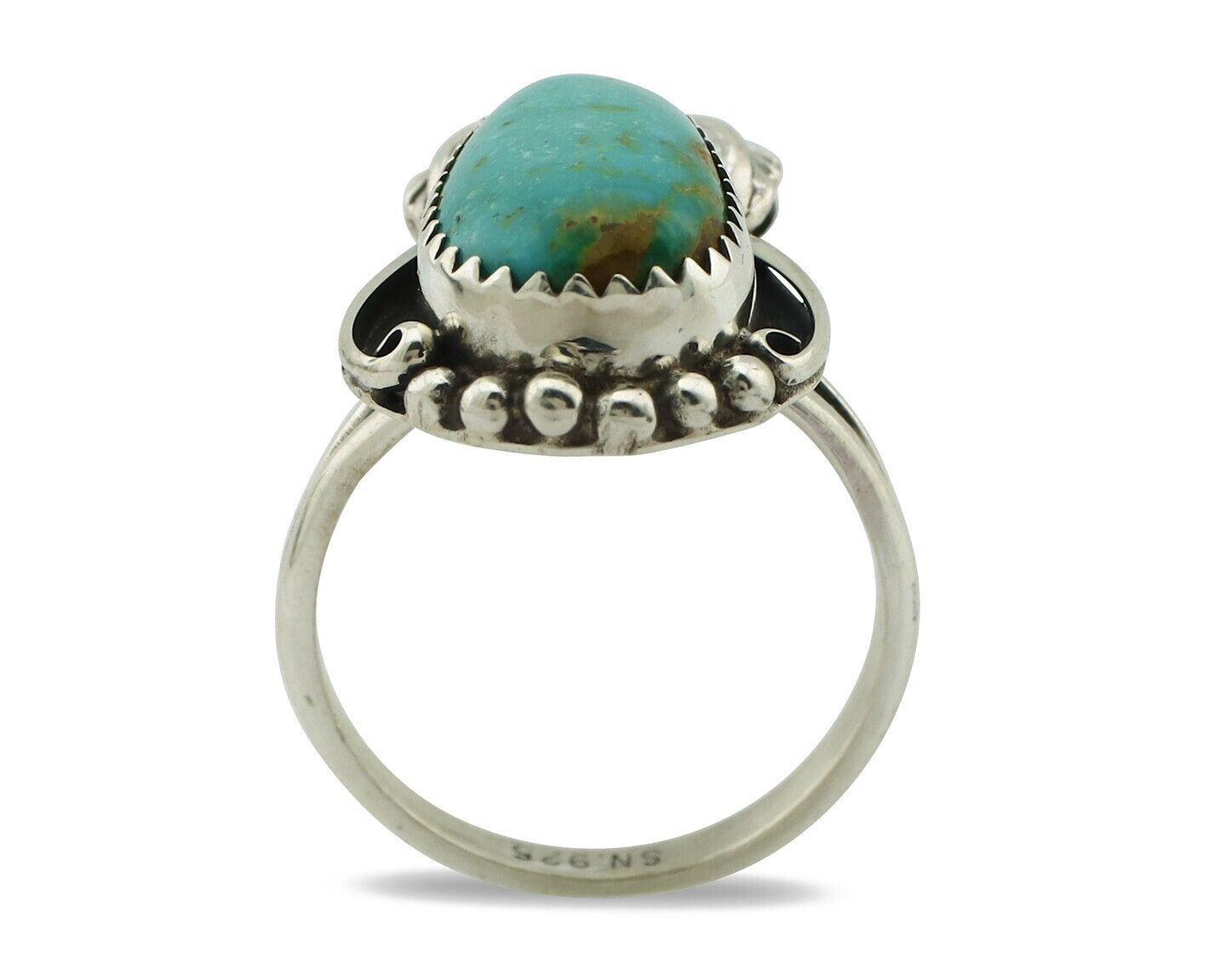 Navajo Ring .925 Silver Natural Mined Southwest Turquoise Artist Signed SN C80s
