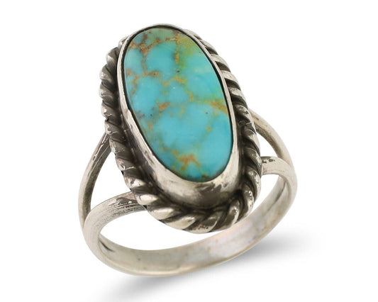 Navajo Handmade Ring 925 Silver Turquoise Native American Artist C.80's