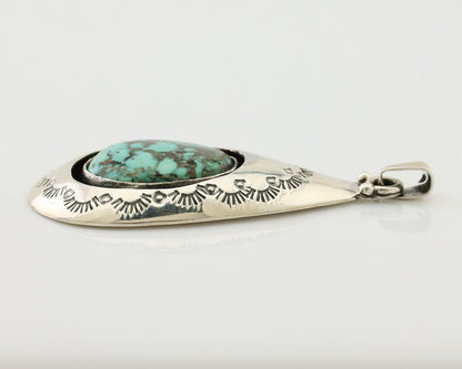 Navajo Pendant 925 Silver Blue Gem Turquoise Artist Signed MC C.80's