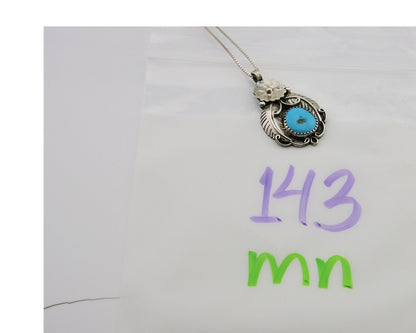 Navajo Necklace 925 Silver Natural Turquoise Artist EH C.80's
