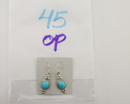 Navajo Earrings 925 Silver Blue Turquoise Native American Artist C.80's
