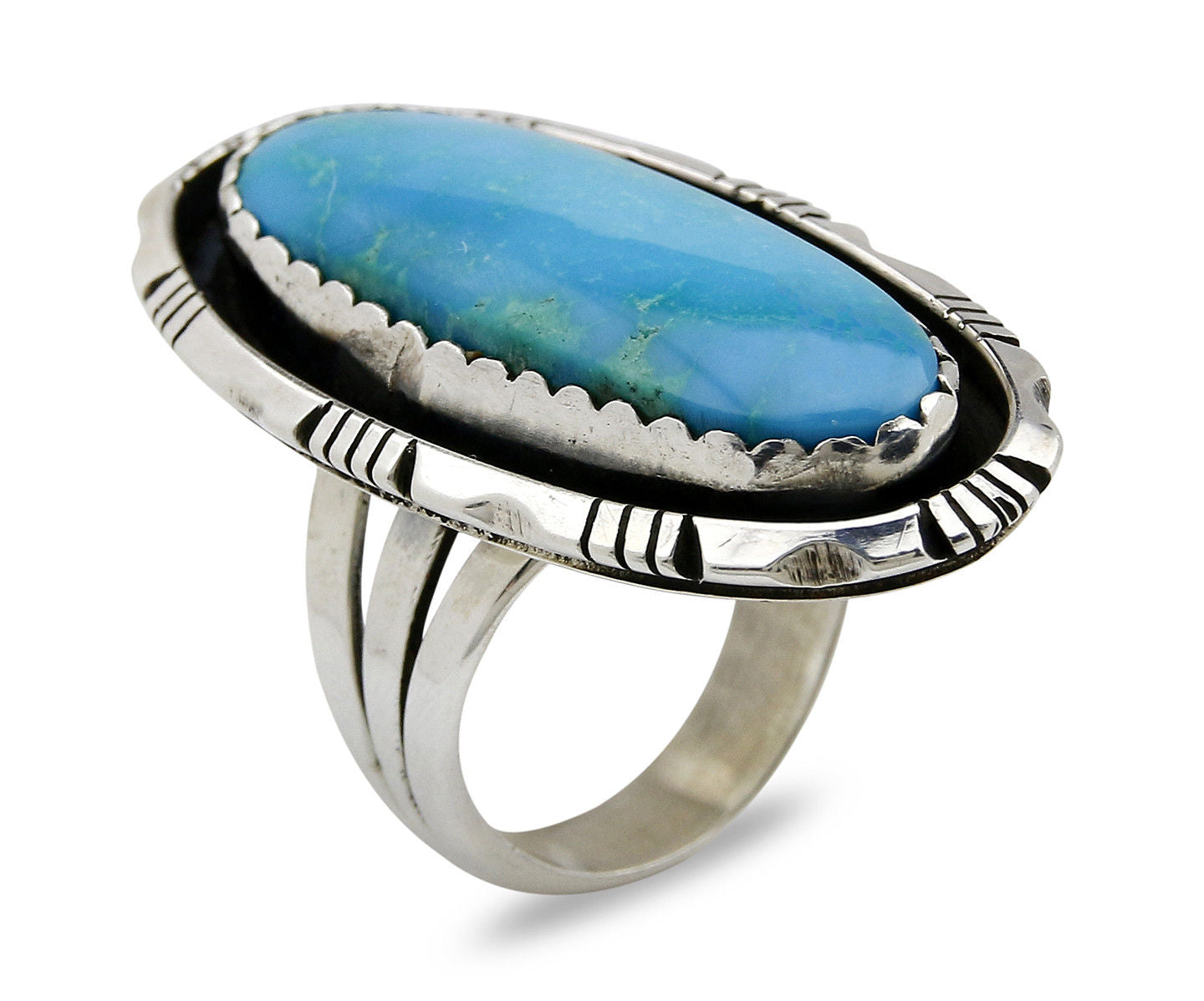 Large Navajo Museum Quality Handmade .925 Solid Silver Natural Turquoise Ring